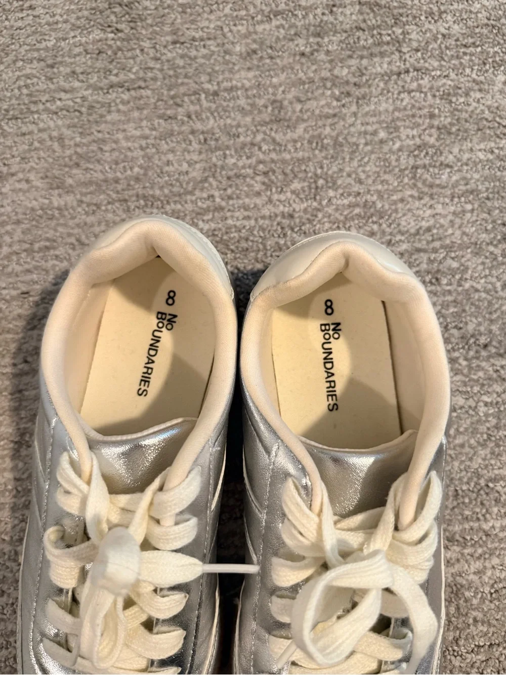 No Boundaries Silver Metallic Lace-Up Sneakers